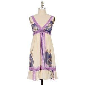 Lil Anthropologie Floating Lotus Silk Dress 4
